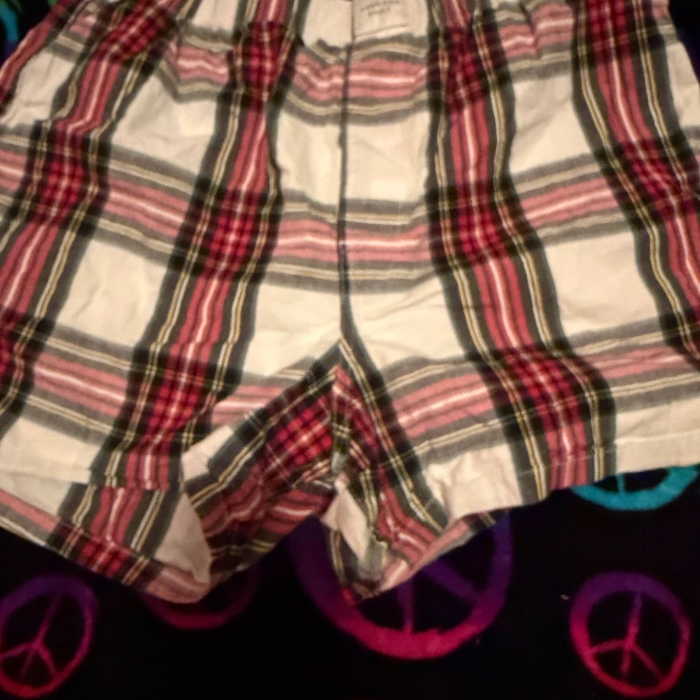 American Eagle Outfitters Plaid Cotton Shorts - Pink, White, Green